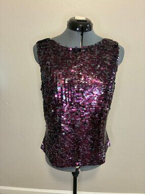 JS Boutique Purple Sequin Sleeveless Top Size L
